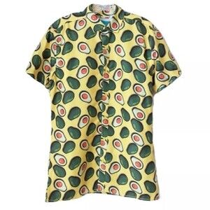 Tenth + Ocean Green & Yellow Avocado Print Shirt M